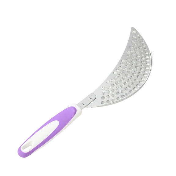1PC Crescent Pot Strainer Stainless Steel Grease Pasta Strainer Insert Drainer with Handheld for Different Pot Pan Kitchen Tool,14.5 Inch(Purple)