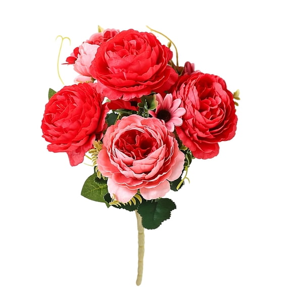 1PC Crimson Red Artificial Peony Ranunculus Bouquet, 11.81" Silk Persian Buttercups Flower Bunch with Bendable Stems for Home Table Wedding Centerpiece