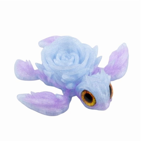 1PC Crystal Blue Purple 9CM 3D Printed Rose Turtle Animal Figurine with Articulated Joints - Creative Model