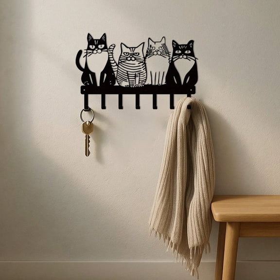 1PC Cute Cat Wall Hook - Adorable Kitty Decor for Home, Kitchen, Bathroom, Nursery - Strong Metal Wall Hooks for Hanging Coats, Towels, Keys, Hats & Bags - Funny Cat Lover Gift ,Home Organization