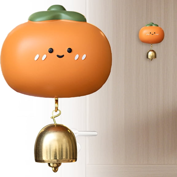 1PC Cute Persimmon-Shaped Magnetic Door Bell with Brass Bell, Resin Wind Chime for Farmhouse & Shop Entrance Alert