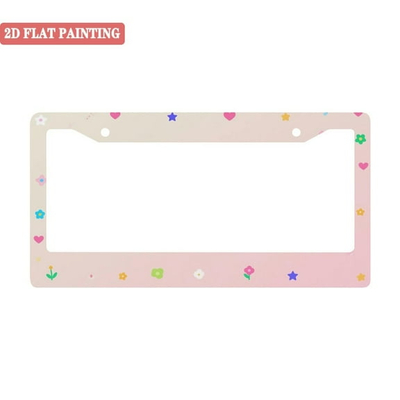 1PC Cute Pink License Plate Frames with Stars, Hearts & Flowers and Mounting Accessories 6. 3x12. 2inch(16x31cm)