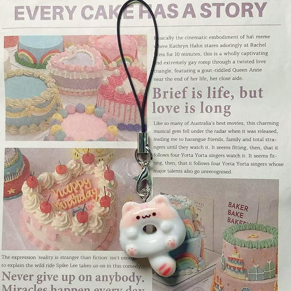 1PC DIY Accessories Cat Cookie Phone Charm Strap Soft Kawaii Kitty Couple Keychain Pendant Cute Lanyard Keycord