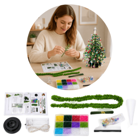 1PC DIY Christmas Tree Craft Kit, Mini Xmas Tree Making Set, Holiday Hand‑made Decor Kit for Family Home Decoration