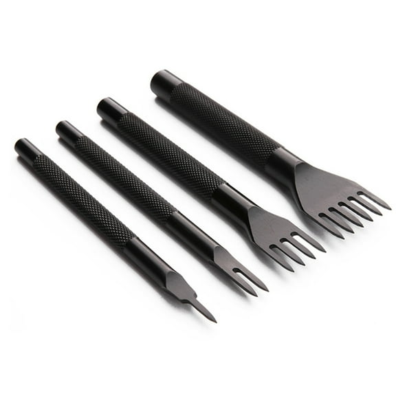 Masteelf Black Steel Leather Punch Tool with Cut for DIY Handmade Projects 6 Teeth