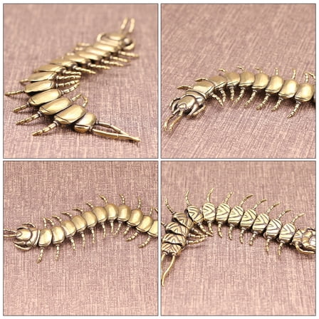 FRCOLOR Golden Brass Sculpture for Decor Delicate Antique Tea Tray Ornament Creative 1PC