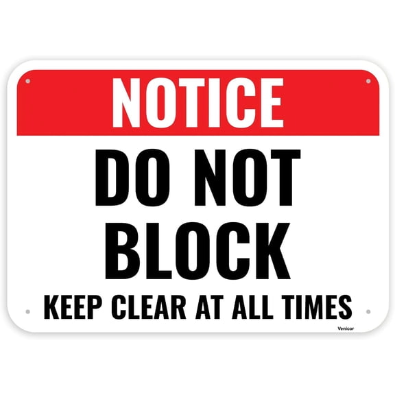 1PC Do Not Block Sign, 14 x 10 Inches - Aluminum - Keep Clear At All Times - Door Warning Sign