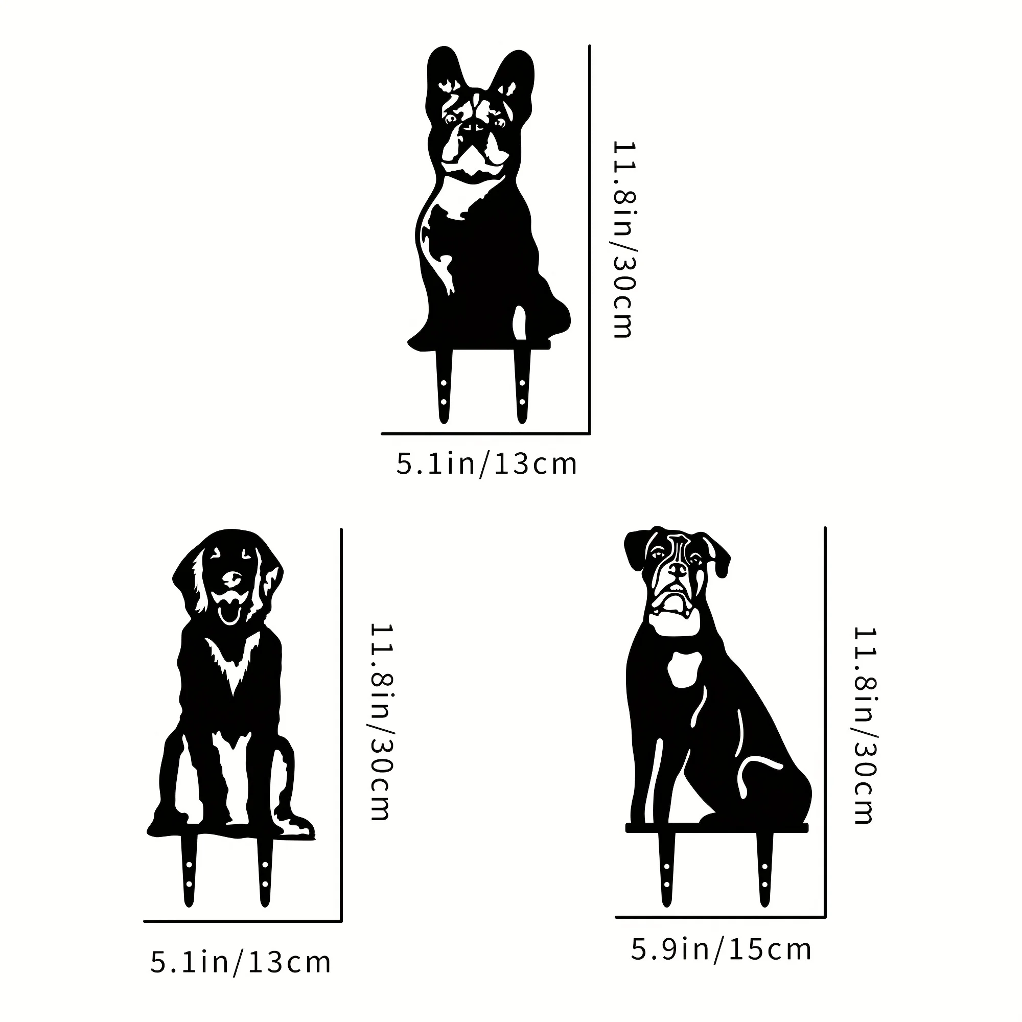 1PC Doberman Pinscher Backyard Lawn Stakes, Dog Metal Art Garden Statues French Bulldog, Festival Decorations & Yard Decor