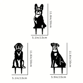 1PC Doberman Pinscher Backyard Lawn Stakes, Dog Metal Art Garden Statues French Bulldog, Festival Decorations & Yard Decor