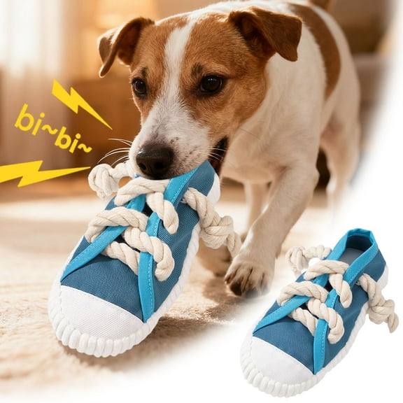 1PC Dog Chew Toys,7 Inch Creative Shoes Shape Squeaky Toy, Durable and Safe Dog Playing Toy Funny Shoes Sound Toy for Small and Medium Pets, Dog Toys to Keep Them Busy(Blue)