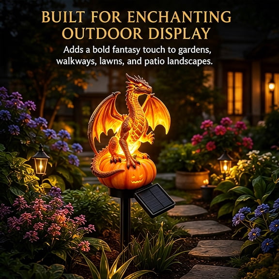 1PC Dragon Legacy Pumpkin Dragon Light, Resin Detailed Dragon Jack-o'-Lantern Light, Warm Ambient Lighting for Fall Thanksgiving Halloween Decor (Courtyard lamp)
