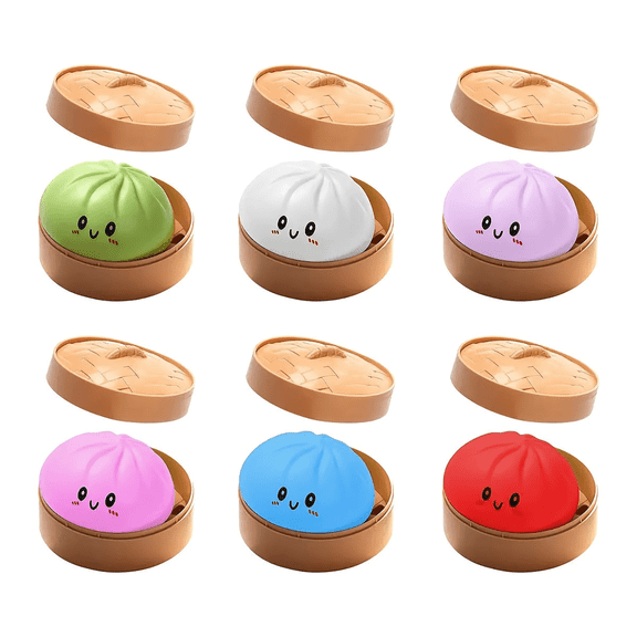 1PC Dupling Squishy Toy, Soft Char Siu Bao Squeeze Toy with Steamer Case, Stress Relief Anxiety Relief Sensory Fidget Toy for Party Favors, Goodie Bag Fillers,Classroom Prizes - Assorted Varieties