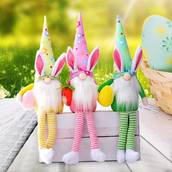 1PC Easter Bunny Carrot Gnome Doll, Whimsical Easter Gnome Decor & Easter Bunny Decorations, Faceless Elf with Carrot for Home Shelf, Fun Spring Holiday Figurine Happy Easter Decor