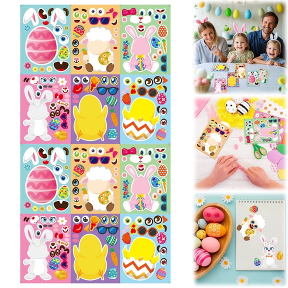 1PC Easter Window Clings Large Easter Eggs Window Decals Painted Eggs Bunny Flowers Window Stickers for Home Office School Decor Spring Glass Window Decoration