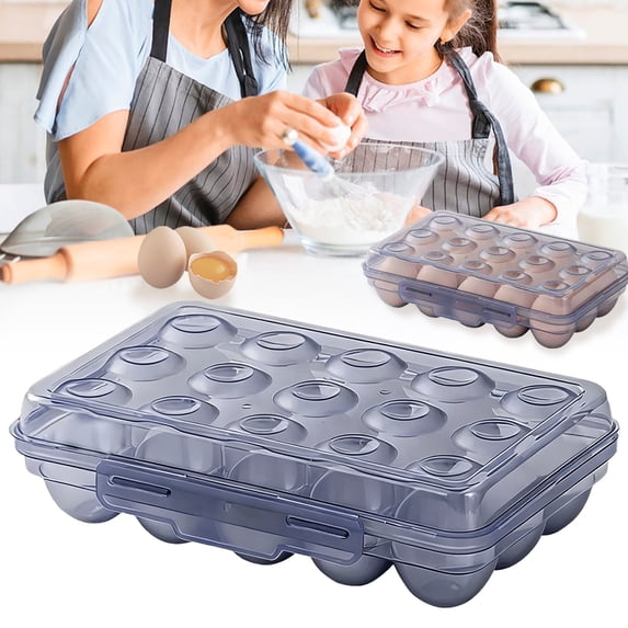 1PC Egg Holder Camping, Egg Holder for Fridge, Clear Egg Container for Fridge With Lid, Stackable Egg Storage with Safety Buckle, Eggs 24 Count, Clear White (C)