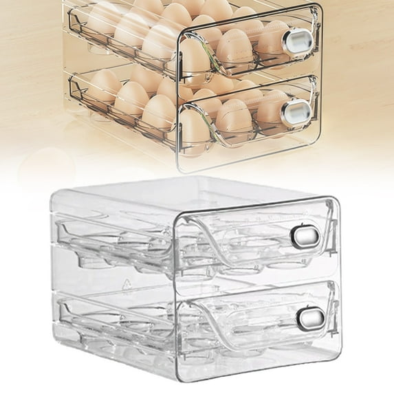 1PC Egg Holder for Fridge, Egg Container for Refrigerator, Stackable Egg Storage Container, Egg Fresh Storage Box for Fridge, 2Layers Egg Tray, Clear Egg Organizer, BPA Free, 7.87*6.5*5.51Inch