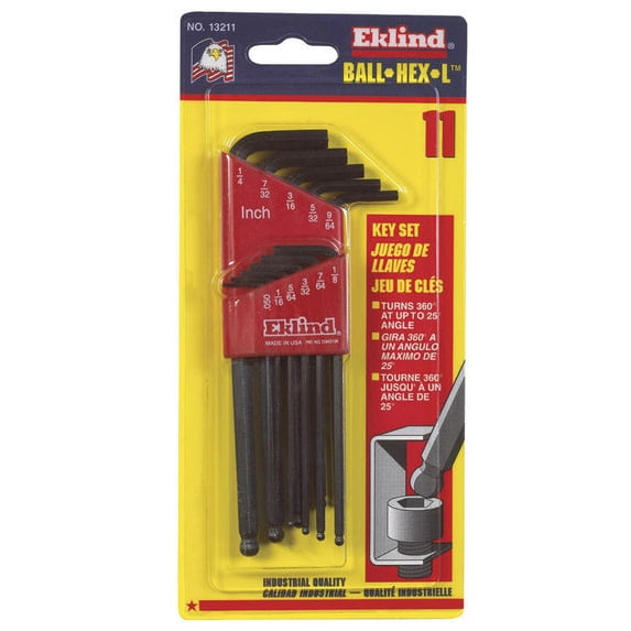 1PC Eklind Eklind 13211 Ball End Hex Key Set, 11-Piece