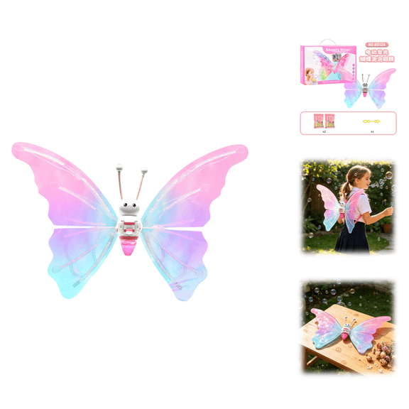1PC Electric Backpack Butterfly Bubble Machine, Magical Light Up Bubble Wings for Events