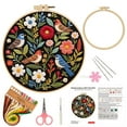 thumbnail image 1 of 1PC Embroidery Kit for Beginners, Birds with Flowers Cross Stitch Set for Include Embroidery Cloth Hoops Threads for Craft Lover Hand Stitch, 1 of 8