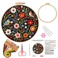 thumbnail image 1 of 1PC Embroidery Kit for Beginners, Birds with Flowers Cross Stitch Set for Include Embroidery Cloth Hoops Threads for Craft Lover Hand Stitch, 1 of 8