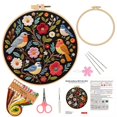 thumbnail image 1 of 1PC Embroidery Kit for Beginners, Birds with Flowers Cross Stitch Set for Include Embroidery Cloth Hoops Threads for Craft Lover Hand Stitch, 1 of 8