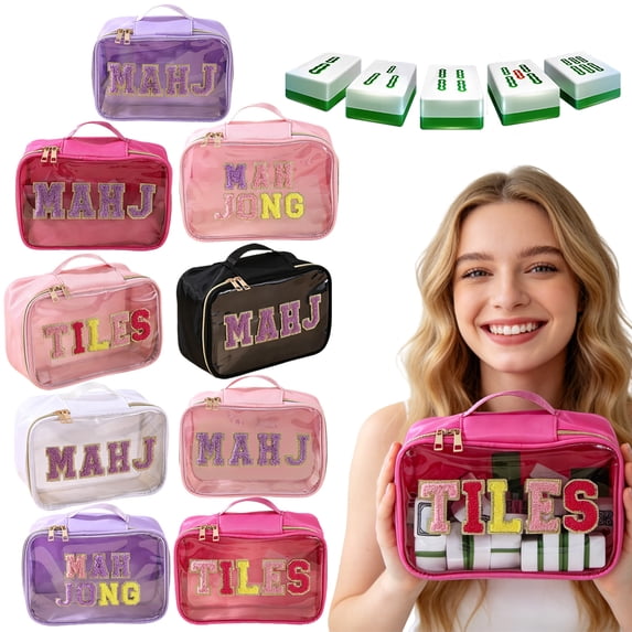 1PC Empty Mahjong Card Bag American Style PVC Transparent Mahjong Box ...