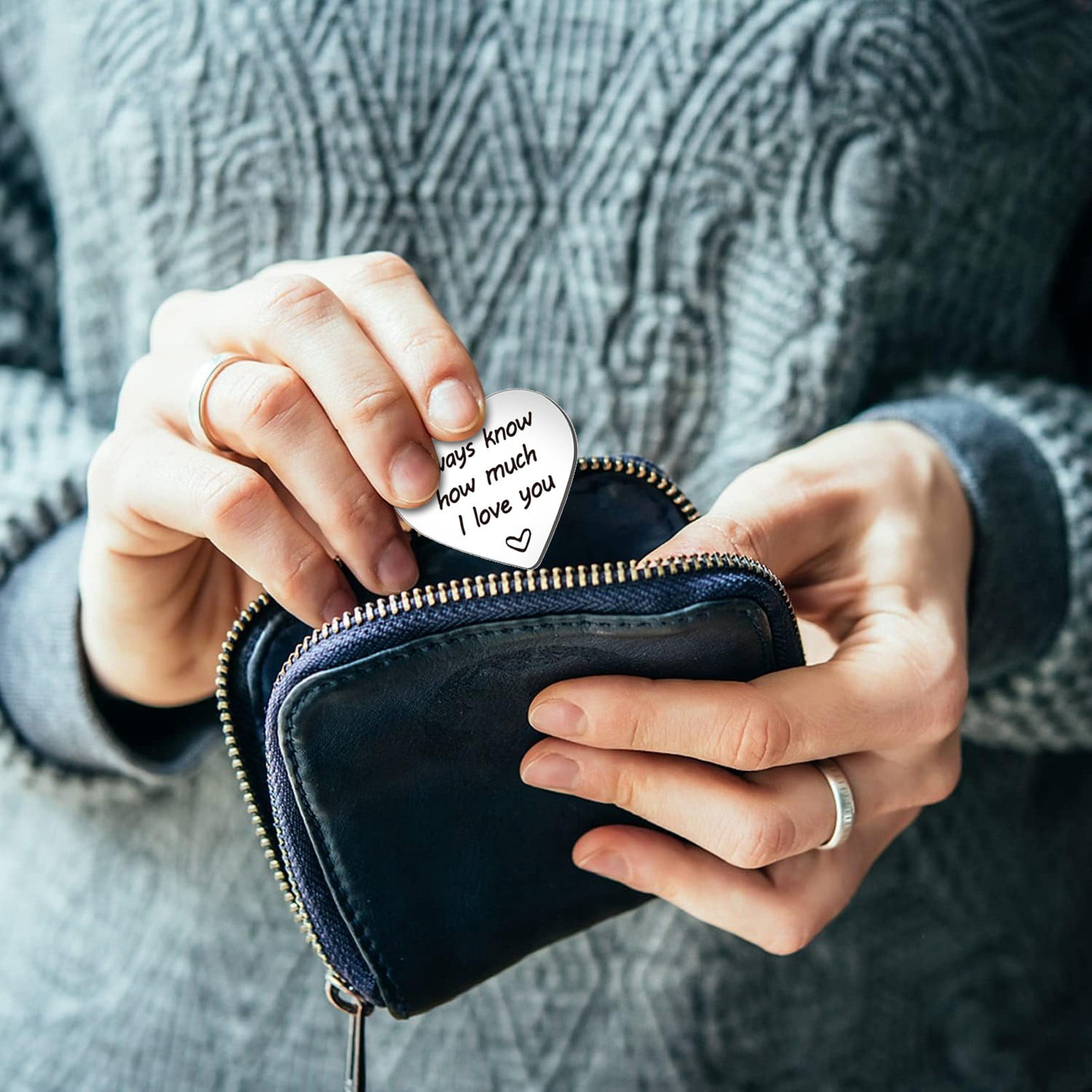 1PC Encouraging Words Stainless Steel Heart Shaped Keepsake