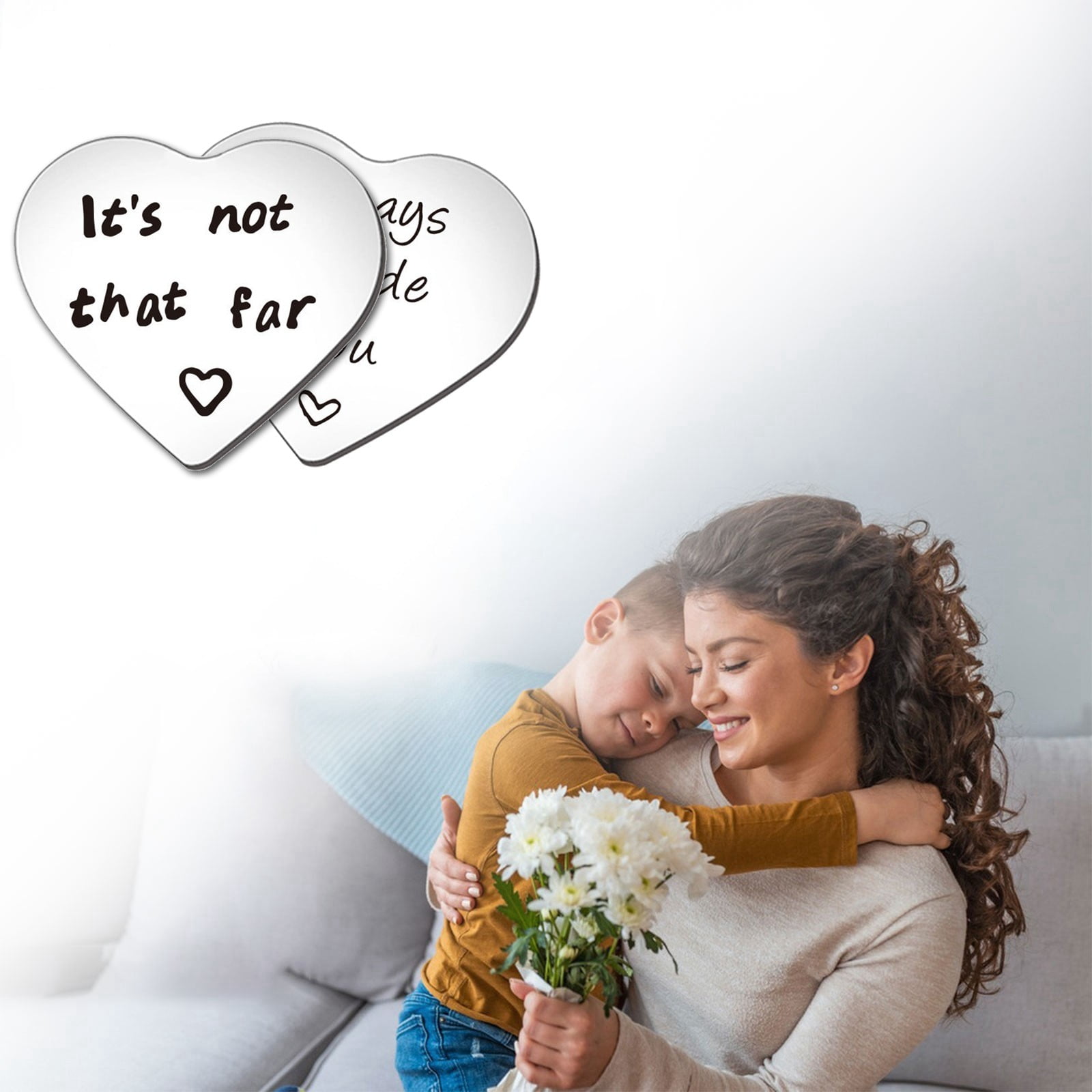 1PC Encouraging Words Stainless Steel Heart Shaped Keepsake