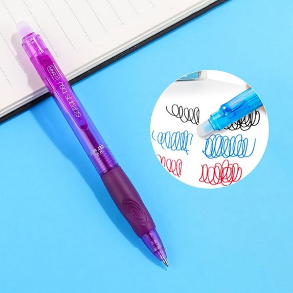 1PC Erasable Gel Pens, 0.5mm Retractable Fine Point Heat Erasable Marking Pen Smooth Writing Fabric Markers for Sewing Drawing Writing Planner, Purple Ink