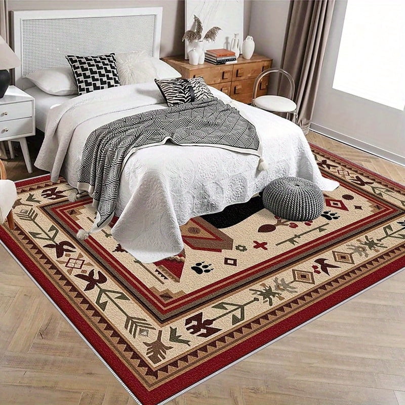 Local Rug 1PC Ethnic Area Rug Local Rug, Lightweight Washable Easy-to-Clean ...