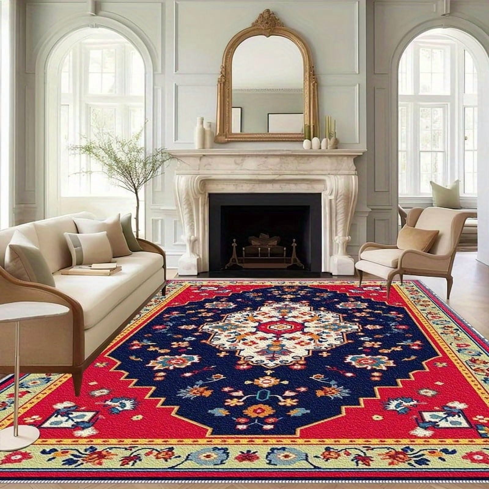 Local Rug 1PC Ethnic Pattern Area Rug Local Rug, Lightweight Washable Easy-to ...