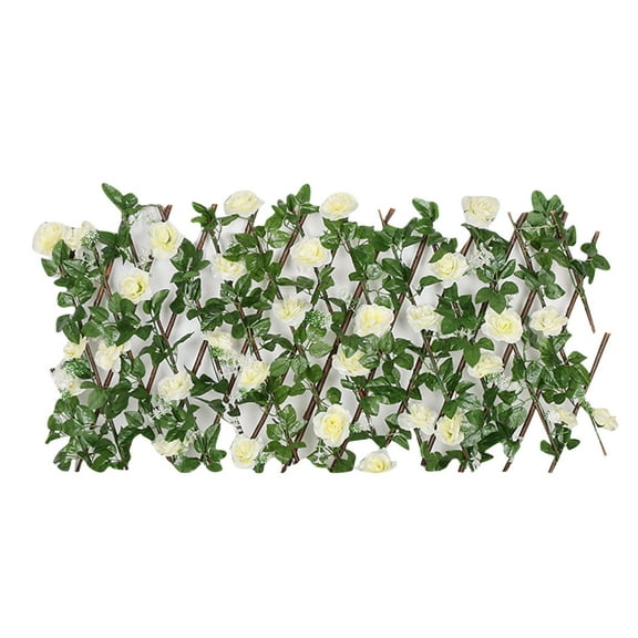 1PC Expandable Fence Privacy Screen, Artificial Rose Flower Faux Ivy Greenery Fencing Panel, UV Resistant Fake Flowers Mother's Day Christmas Home Wedding Decorations