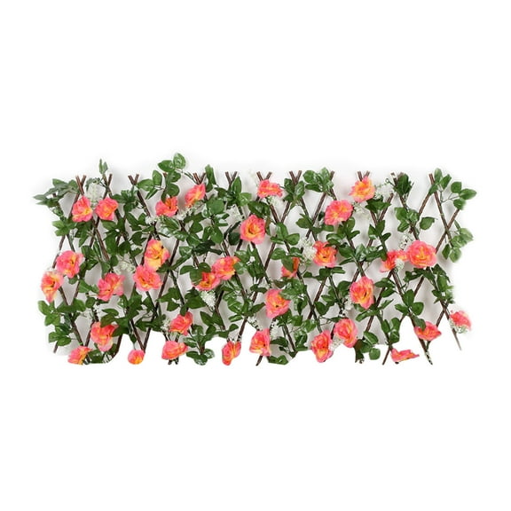 1PC Expandable Fence Privacy Screen, Artificial Rose Flower Faux Ivy Greenery Fencing Panel, UV Resistant Fake Flowers Mother's Day Christmas Home Wedding Decorations