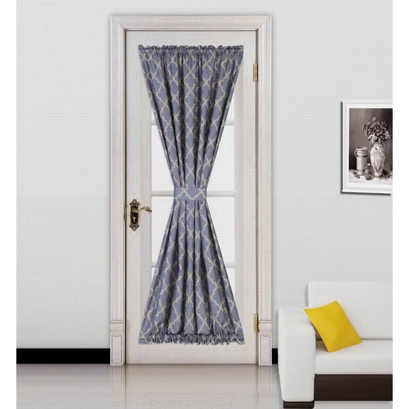 1PC FRENCH DOOR PRINT DESIGN PANEL BLACKOUT CURTAIN THERMAL LINEN GLASS PATIO DOOR CURTAIN PANEL FOR DOOR WINDOW ROD POCKET SIZE 55 " WIDE X 72 " LENGTH F5 EVA TAUPE BROWN