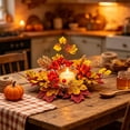 thumbnail image 1 of 1PC Fall Candle Ring Wreath with Maple Leaves and Berries, Decorative Ring for Pillar Candles, Farmhouse Table Centerpiece for Thanksgiving & Autumn Harvest Decor, 1 of 9