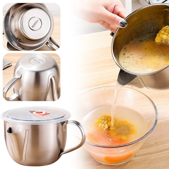 1PC Fat Separator with Dual Spout Design, Gravy Separator & Fat Separators Cup, with Cool-Touch Handle, Grease Strainer for Broth, Soup, Stew & Cooking