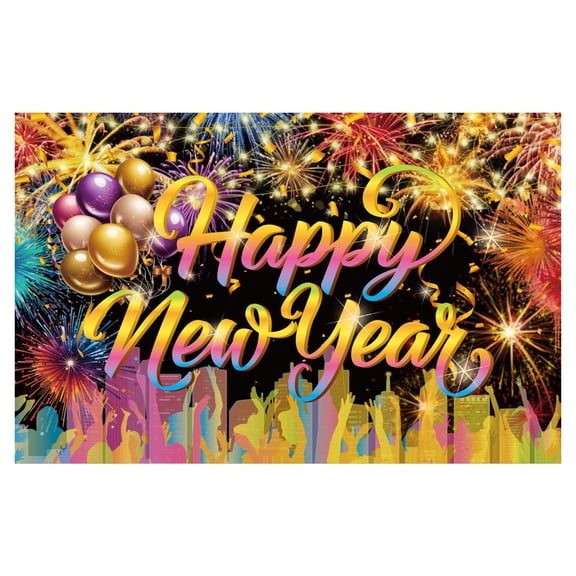 1PC Firework New Year Backdrop New Year Background Fabric New Year Backdrop For Home Photo Wall (Color1)