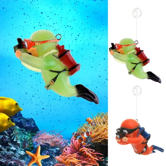 1PC Floating Diver Aquarium Ornament, Miniature Scuba Diver Hanging Figurine for Fish Tank Decoration, Decorative Underwater Adventure Accessory,0.98IN,Red