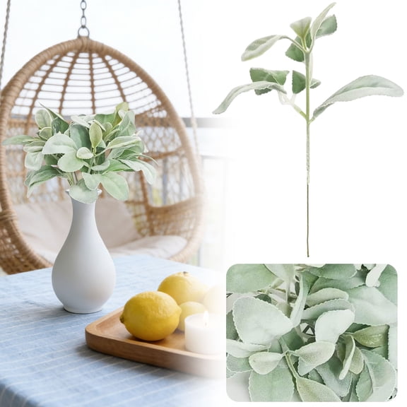 1PC Flocked Lamb's Ear Artificial Stems, Soft Dusty Foliage Branches for DIY Floral Arrangements, Wedding Bouquets & Home Decor