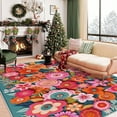 thumbnail image 1 of 5'x7' boho carpet indoor/outdoor carpet area rug for kitchen bohemian area rug fluffy area rug, 1 of 10