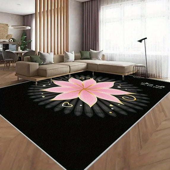 1PC Floral Pattern Area Rug Local Carpet, Lightweight Washable Easy-to-Care Carpet Mat Festival Gift, Suitable for Bedroom, Living Room, Dining Room, Office, Balcony, Room Accessories