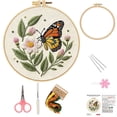 thumbnail image 1 of 1PC Flowers Embroidery Kits for Beginners Adults, Butterfly Hand Embroidery Starter Kits, Floral Cross Stitch Kits for Beginner Needlepoint DIY Kits for Adult, Embroidery Hoops, Thread, 1 of 8