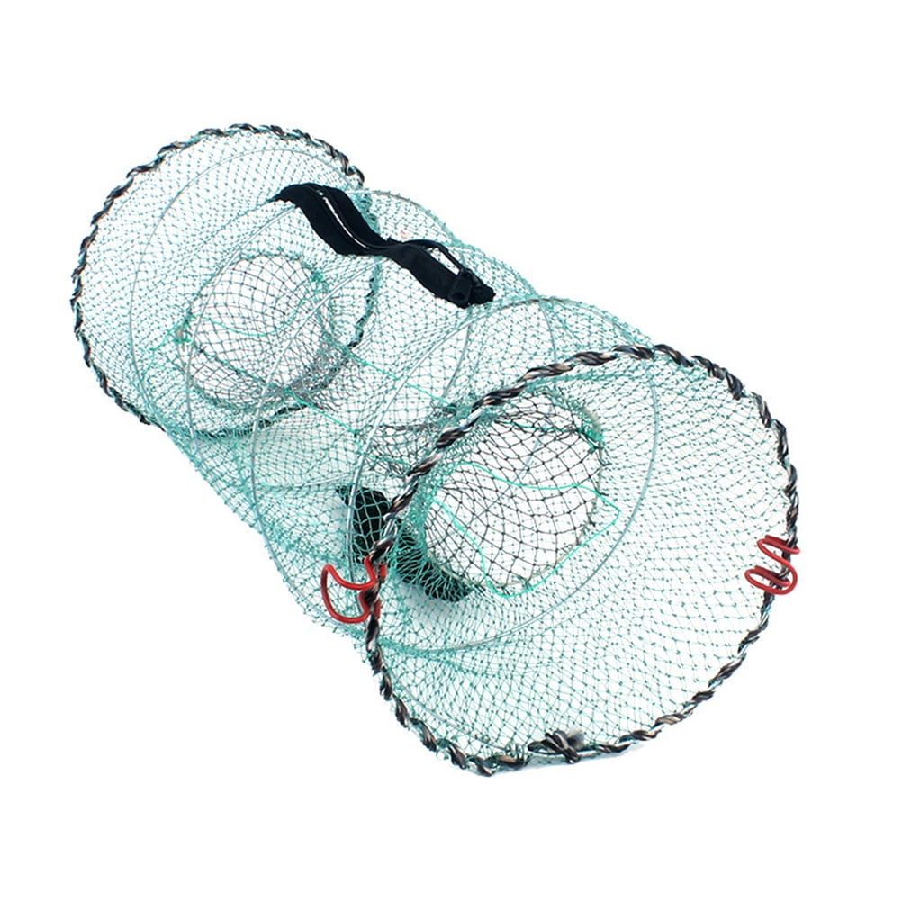 1PC Foldable Bait Cast Mesh Trap Net Portable Fishing Landing Net Shrimp  Cage for Fish Lobster Prawn Crayfish Crab (Dense Mesh, Big Size) 