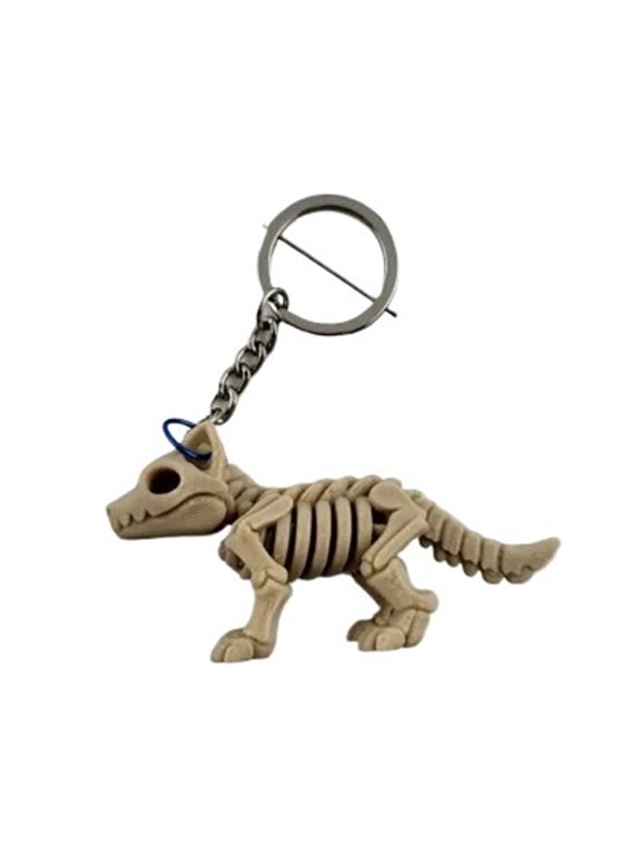 3D Printed Fox Skeleton Keychain Unique Animal Skull Pendant