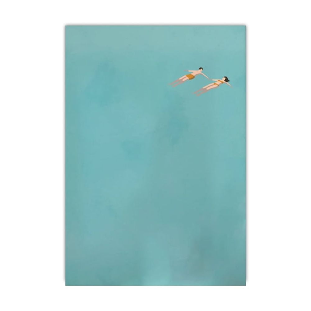 1PC Frameless Summer Tiny People Swimming in Ocean Posters Print Canvas ...
