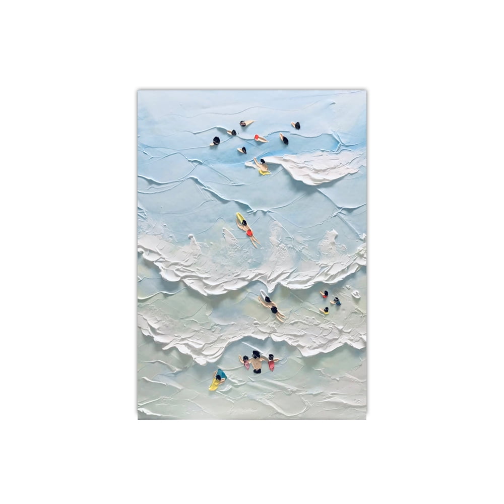 1PC Frameless Summer Tiny People Swimming in Ocean Posters Print Canvas ...