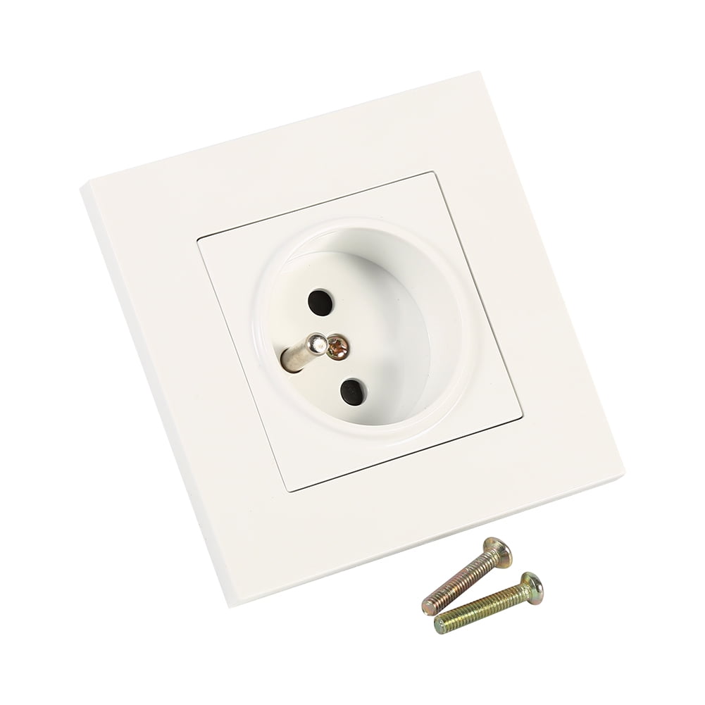 1PC French Standard Wall Power Socket White PC Panel AC 110~250V 16A 1 Way
