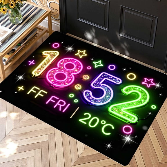 1PC Fun Mixed Symbol Sign Letter Friday Temperature Printed Soft Fluffy Absorbent Bath Mat,Non Slip Bath Rug Machine Washable Mat,Decor Rug for Household Entryway,Halloween Home Decor Gift