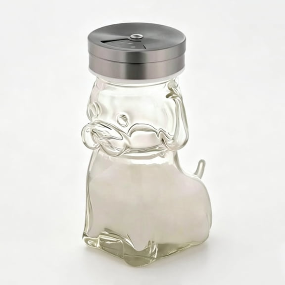 1PC Funny Cat Dog Salt Pepper Shakers, 60ml Glass Spice Jar with Stainless Steel Lid, Cute Refillable Seasoning Bottle for Home Kitchen Table Decor