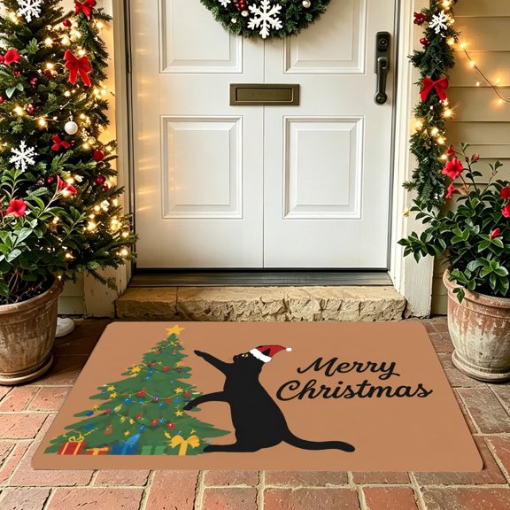 1PC Fusion Symbol Evening Time Saturday Thermal Printed Soft Fluffy Absorbent Bath Mat, Non Slip Bath Rug Machine Washable Mat, Decor Kitchen Rug for Entryway, Xmas Halloween Gift